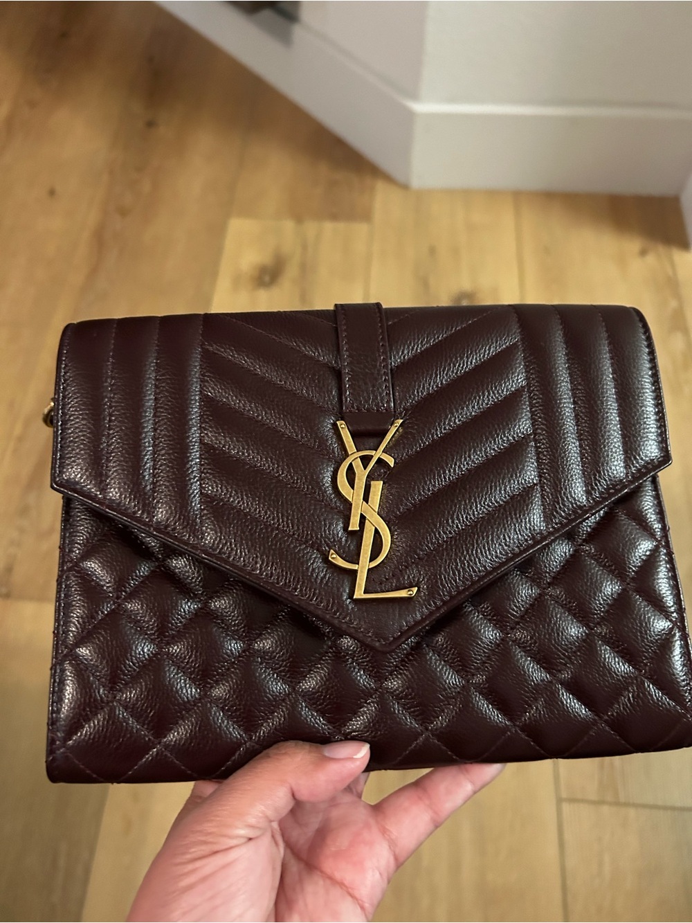 Saint Laurent Quilted Leather Envelope Chain Wallet